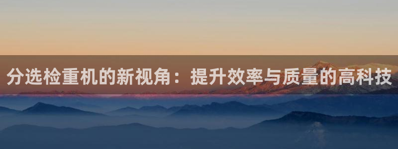 辉达娱乐五75505：分选检重机的新视角：提升效率与质量的高